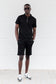 Capo Slub Zip Polo Shirt Black